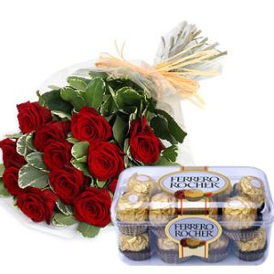 Combo Offer 12 Roses LR at Holland Flowers Dubai, Send Flowers to Dubai UAE Flowers